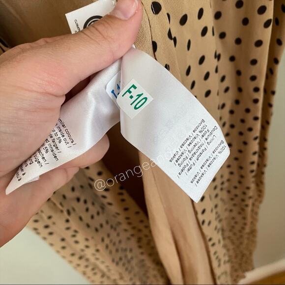 NWT GANNI Tan Black Polka Dot Wrap Maxi Dress 38 M - Picture 16 of 16